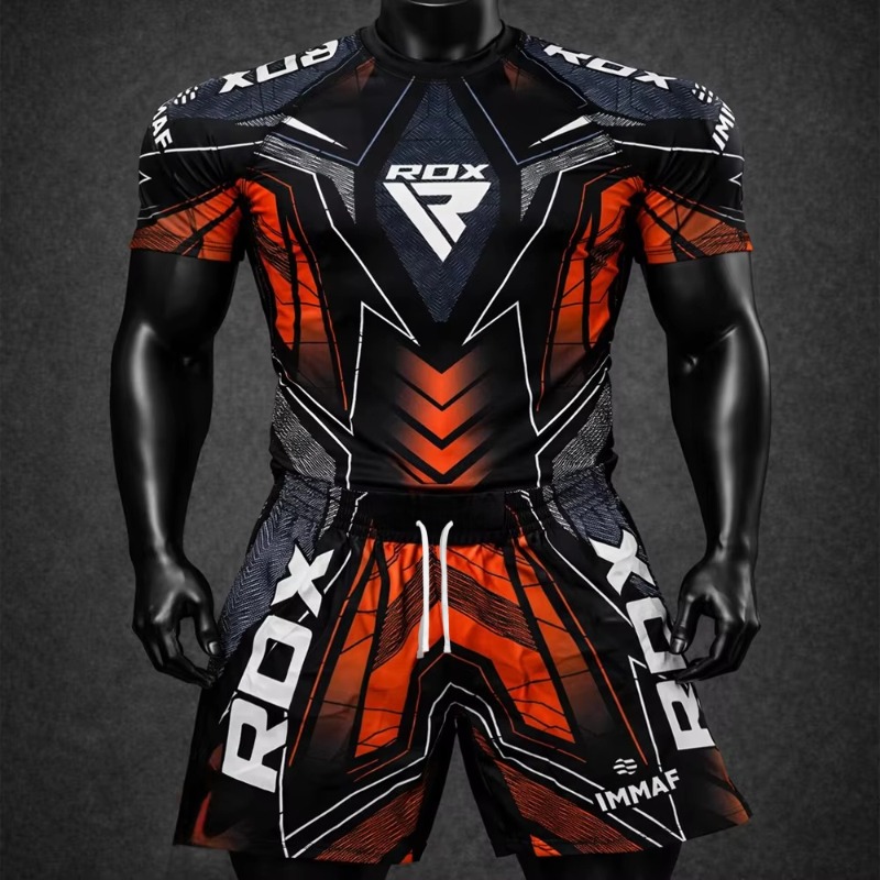 Sports Equipment Set - ชุดเสื้อยืดและกางเกงออกกำลังกายสำหรับผู้ชาย Red New Fighting Night RDX
