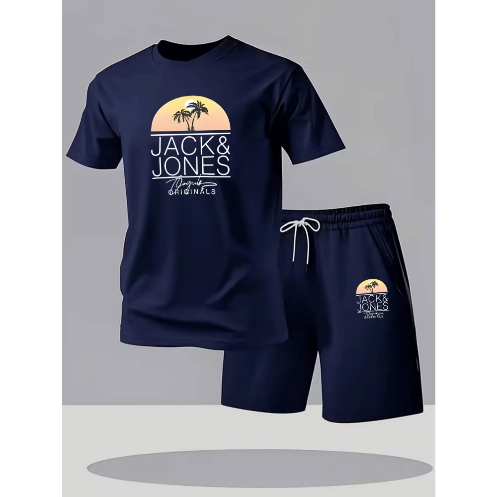 Sports Equipment Set - ชุดเสื้อยืดฟิตเนสผู้ชาย ระบายอากาศ แห้งเร็ว แขนสั้น + กางเกงขาสั้นกีฬา