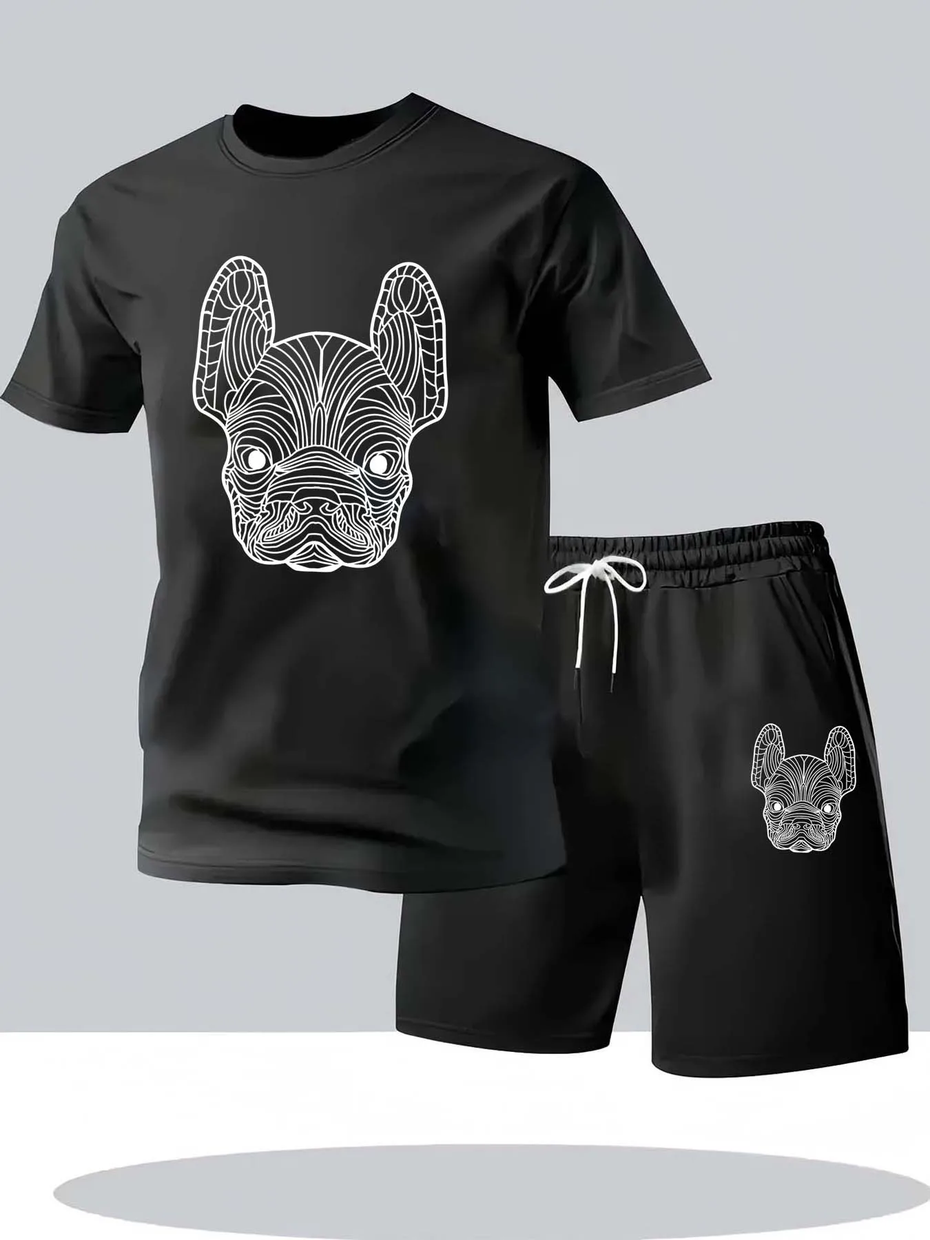 Sports Equipment Set - ฤดูร้อนผู้ชายเสื้อยืดแขนสั้นลำลองแห้งเร็วและกางเกงขาสั้นชุดแฟชั่นสตรีทแฟชั่นวิ่งกีฬาชุด 2 ชิ้น