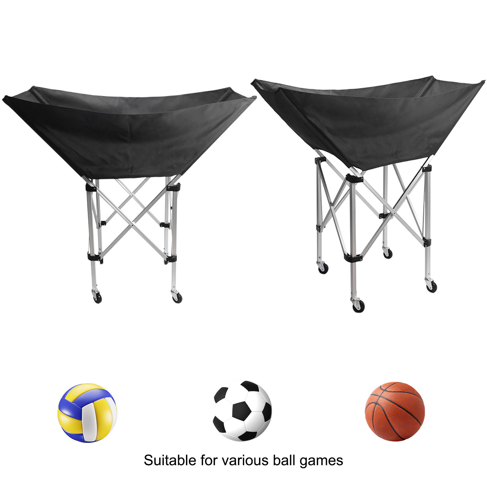 X Sports Equipment - รถเข็นลูกบอลแบบพับได้พร้อมกระเป๋าหิ้ว รถเข็นแบบพับได้สำหรับจัดเก็บและขนย้ายได้ง่าย บรรจุลูกบอลได้สูงสุด 28 ลูก