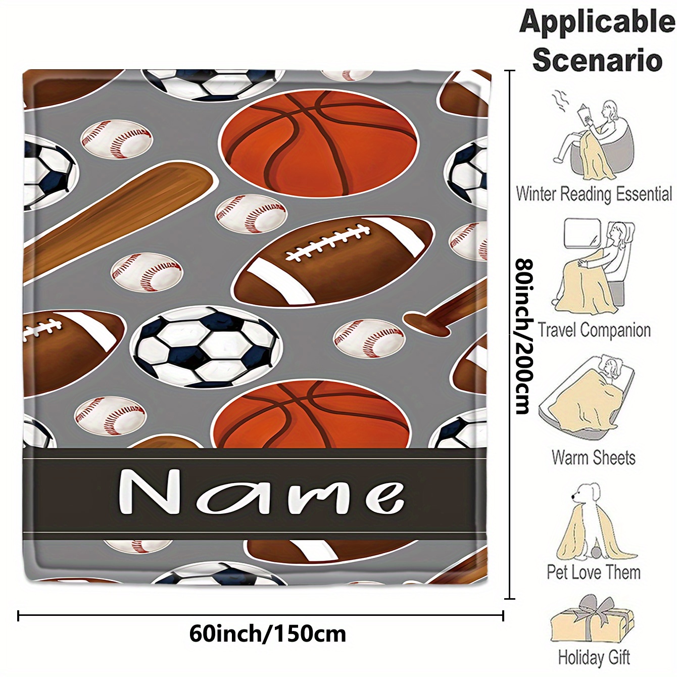 ผ้าห่มกีฬาแบบกำหนดเองสีเทา สไต - Sports Equipment With Names บทวิจารณ์และราคา